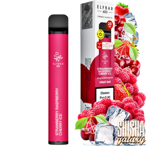 Elf Bar Elf Bar - Strawberry Raspberry Cherry Ice - 20er Packung / Display (Sparset) - Einweg E-Shisha - 600 Züge / Nikotin 20 mg
