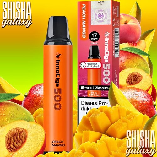 InnoCigs InnoCigs 500 - Peach Mango - Einweg E-Shisha - 500 Züge - Nikotin 17 mg