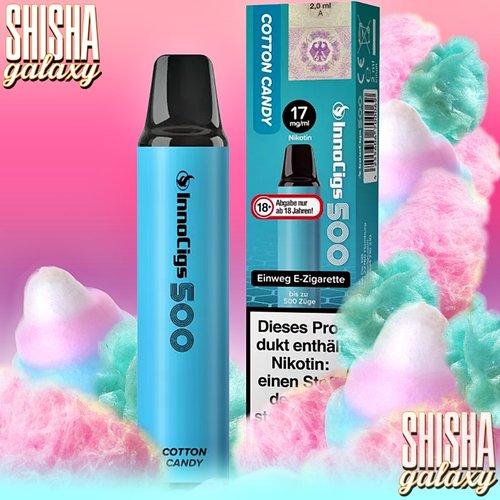 InnoCigs InnoCigs 500 - Cotton Candy - Einweg E-Shisha - 500 Züge - Nikotin 17 mg