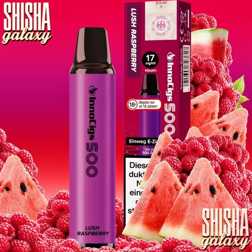 InnoCigs InnoCigs 500 - Lush Raspberry - Einweg E-Shisha - 500 Züge - Nikotin 17 mg