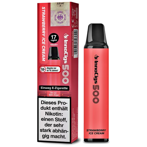 InnoCigs InnoCigs 500 - Strawberry Ice Cream - Einweg E-Shisha - 500 Züge - Nikotin 17 mg