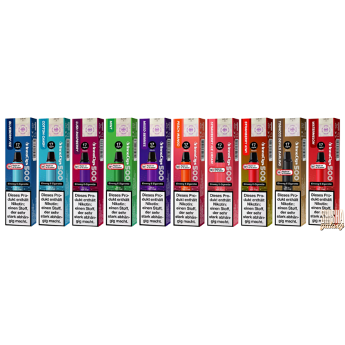 InnoCigs InnoCigs 500 - Alle Sorten - Probierset / Probierpaket - Einweg E-Zigaretten Bundle - 500 Züge - Nikotin 17 mg (10 Sorten)