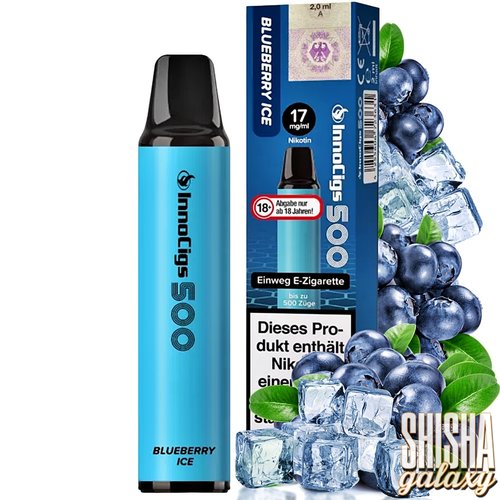 InnoCigs InnoCigs 500 - Blueberry Ice - 10er Packung / Display (Sparset) - Einweg E-Shisha - 500 Züge - Nikotin 17 mg