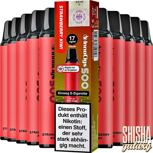 InnoCigs InnoCigs 500 - Strawberry Kiwi - 10er Packung / Display (Sparset) - Einweg E-Shisha - 500 Züge - Nikotin 17 mg