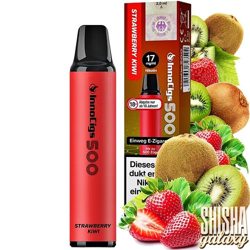InnoCigs InnoCigs 500 - Strawberry Kiwi - 10er Packung / Display (Sparset) - Einweg E-Shisha - 500 Züge - Nikotin 17 mg