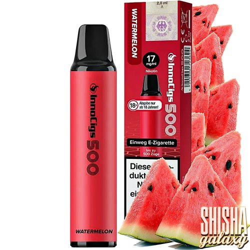 InnoCigs InnoCigs 500 - Watermelon - 10er Packung / Display (Sparset) - Einweg E-Shisha - 500 Züge - Nikotin 17 mg