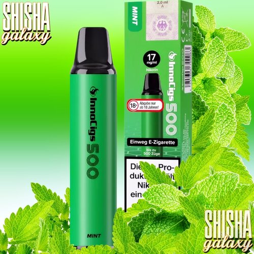 InnoCigs InnoCigs 500 - Mint - 10er Packung / Display (Sparset) - Einweg E-Shisha - 500 Züge - Nikotin 17 mg