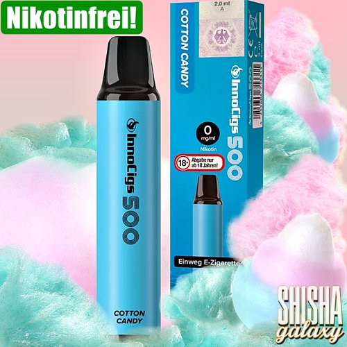 InnoCigs InnoCigs 500 - Cotton Candy - 10er Packung / Display (Sparset) - Einweg E-Shisha - 500 Züge - Nikotinfrei