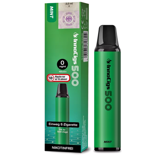 InnoCigs InnoCigs 500 - Mint - 10er Packung / Display (Sparset) - Einweg E-Shisha - 500 Züge - Nikotinfrei