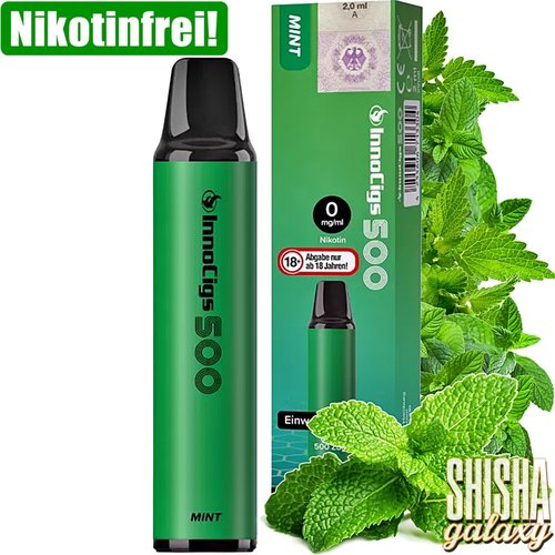 InnoCigs InnoCigs 500 - Mint - 10er Packung / Display (Sparset) - Einweg E-Shisha - 500 Züge - Nikotinfrei