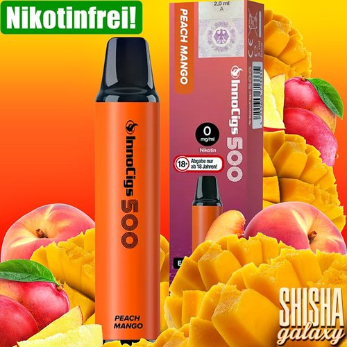 InnoCigs InnoCigs 500 - Peach Mango - 10er Packung / Display (Sparset) - Einweg E-Shisha - 500 Züge - Nikotinfrei
