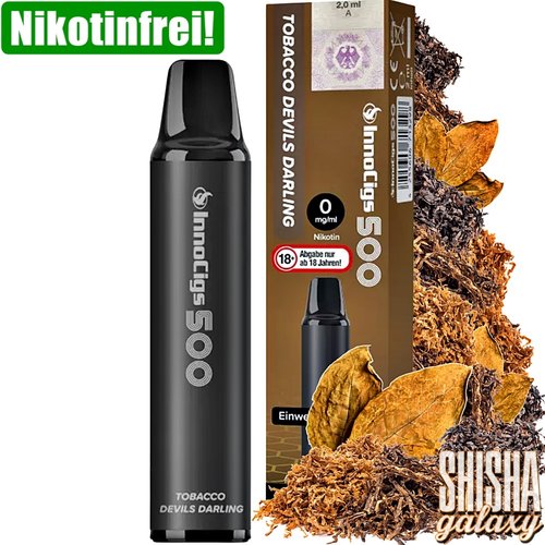 InnoCigs InnoCigs 500 - Tobacco Devils Darling - 10er Packung / Display (Sparset) - Einweg E-Shisha - 500 Züge - Nikotinfrei