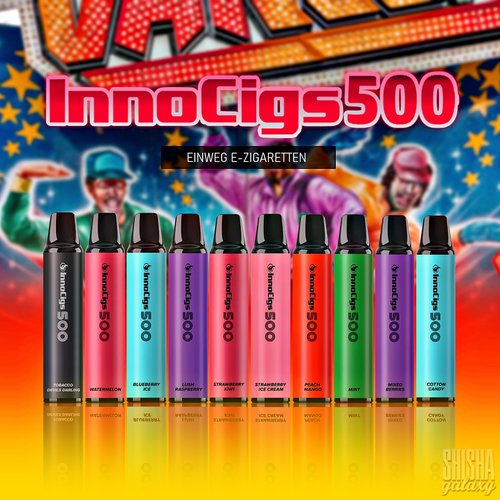 InnoCigs InnoCigs 500 - Alle Sorten - Probierset / Probierpaket - Einweg E-Zigaretten Bundle - 500 Züge - Nikotin 17 mg (10 Sorten)