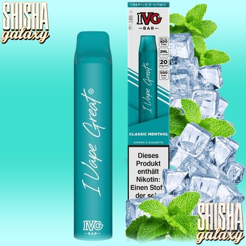 IVG IVG Bar - Menthol - Einweg E-Shisha - 800 Züge / Nikotin 20 mg