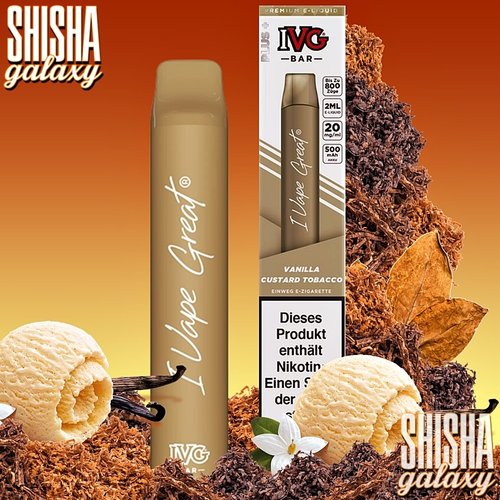 IVG IVG Bar - Vanilla Custard Tobacco - Einweg E-Shisha - 800 Züge / Nikotin 20 mg