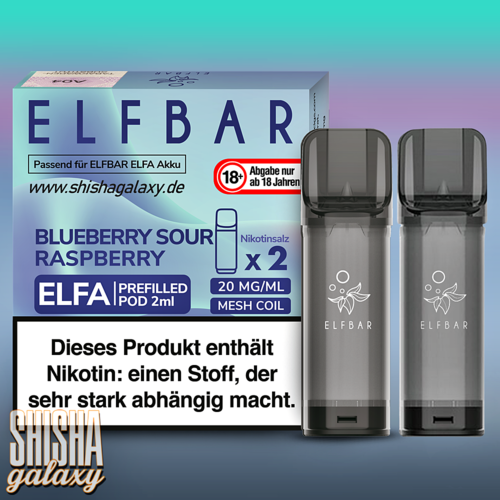 Elf Bar Elf Bar - ELFA - Blueberry Sour Raspberry - Prefilled Liquid Pod - 2 ml - Nikotin 20 mg - 2er Pack