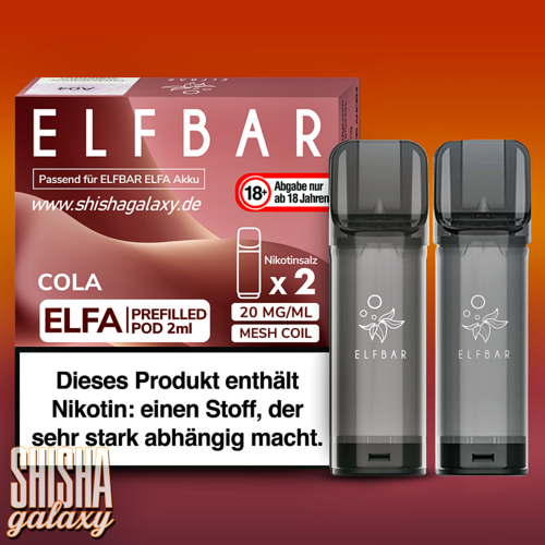 Elf Bar Elf Bar - ELFA - Cola - Prefilled Liquid Pod - 2 ml - Nikotin 20 mg - 2er Pack