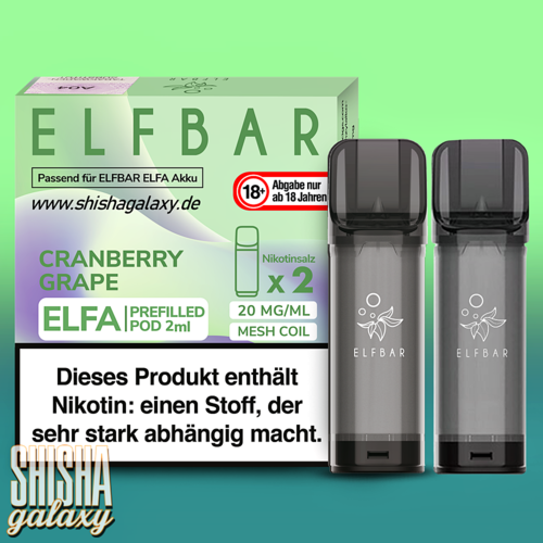 Elf Bar Elf Bar - ELFA - Cranberry Grape - Prefilled Liquid Pod - 2 ml - Nikotin 20 mg - 2er Pack