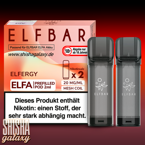 Elf Bar Elf Bar - ELFA - Elfergy - Prefilled Liquid Pod - 2 ml - Nikotin 20 mg - 2er Pack