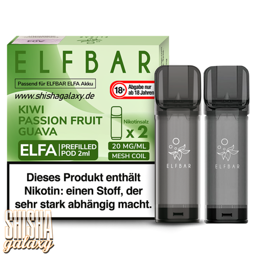 Elf Bar Elf Bar - ELFA - Kiwi Passion Fruit Guava - Prefilled Liquid Pod - 2 ml - Nikotin 20 mg - 2er Pack