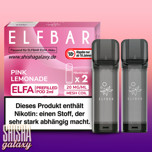 Elf Bar Elf Bar - ELFA - Pink Lemonade - Prefilled Liquid Pod - 2 ml - Nikotin 20 mg - 2er Pack