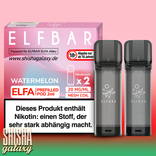 Elf Bar Elf Bar - ELFA - Watermelon - Prefilled Liquid Pod - 2 ml - Nikotin 20 mg - 2er Pack