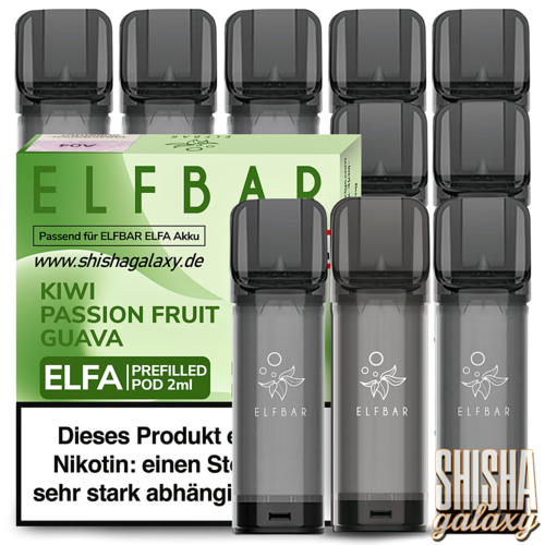 Elf Bar Elf Bar - ELFA - Kiwi Passion Fruit Guava - Prefilled Liquid Pod - 2 ml - Nikotin 20 mg - 10er Pack