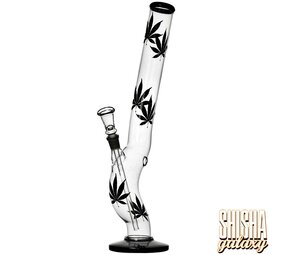 Leaf & Multicolor Glasbong - Bent Black Blossom - 35 cm - 14/4er Schliff Leaf & Multicolor Glasbong - Bent Black Blossom - 35 cm - 14/4er Schliff