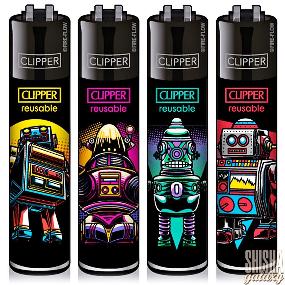 Clipper Clipper - Retro Wave Robots - Feuerzeuge - 4er Set (Classic Large)