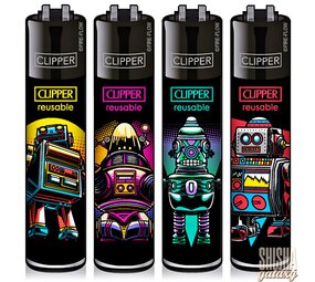 Clipper Retro Wave Robots - Feuerzeuge - 4er Set (Classic Large)