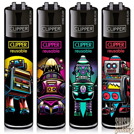Clipper Clipper - Retro Wave Robots - Feuerzeuge - 4er Set (Classic Large)