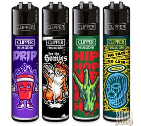 Clipper Hip Hop Slogan 1 - Feuerzeuge - 4er Set (Classic Large)