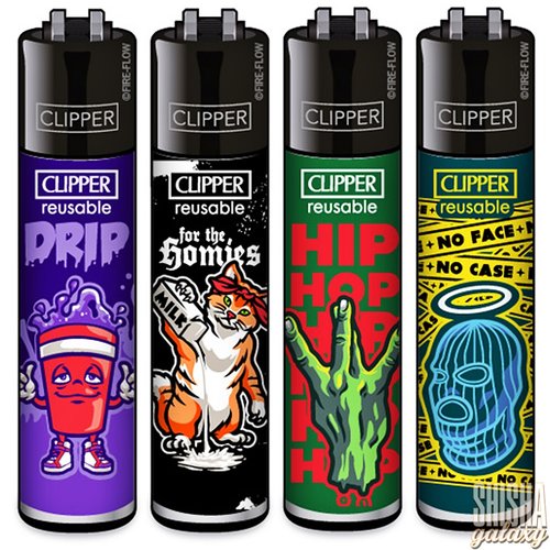 Clipper Clipper - Hip Hop Slogan 1 - Feuerzeuge - 4er Set (Classic Large)