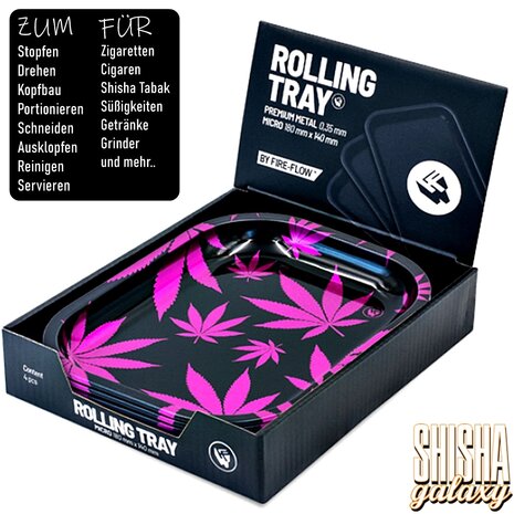 Fire Flow Fire Flow - Leaves Pink - Unterlage - Rolling Tray - Premium Metall (Micro)