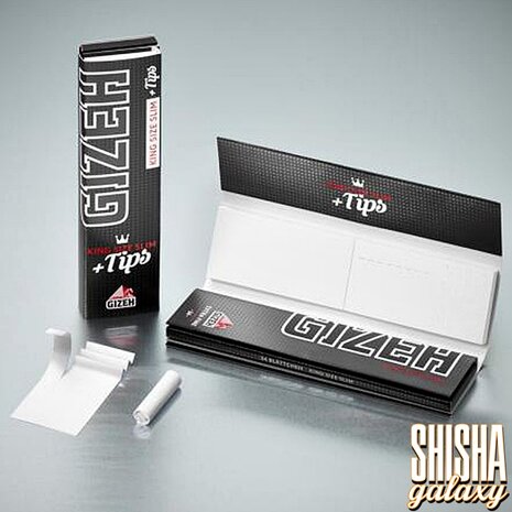 Gizeh Gizeh - Black - King Size Slim + Tips - Extra Fine - Zigarettenpapier / Paper (34 Blättchen + 34 Tips)