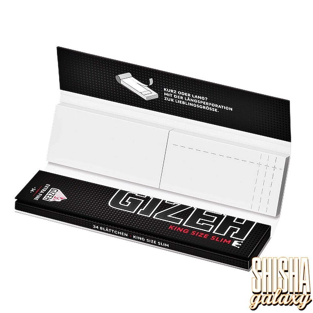 Gizeh Gizeh - Black - King Size Slim + Tips - Extra Fine - Zigarettenpapier / Paper (34 Blättchen + 34 Tips)