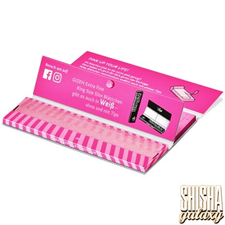 Gizeh Gizeh - Pink - King Size Slim + Tips - Extra Fine - Zigarettenpapier / Paper (34 Blättchen + 34 Tips) Gizeh Gizeh - Pink - King Size Slim + Tips - Extra Fine - Zigarettenpapier / Paper (34 Blättchen + 34 Tips)