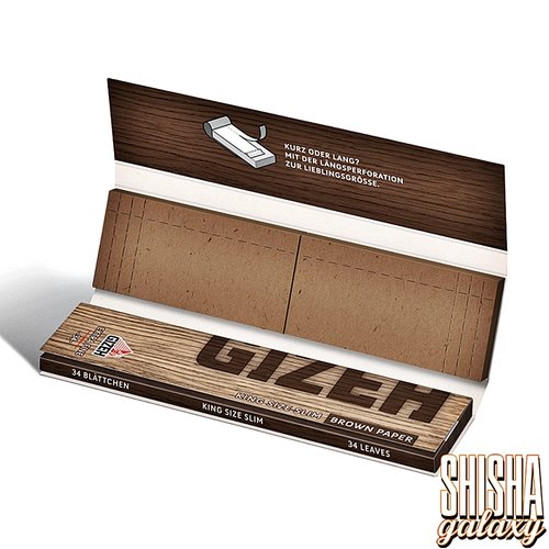 Gizeh Gizeh - Brown - King Size Slim + Tips - Extra Fine - Zigarettenpapier / Paper (34 Blättchen + 34 Tips)