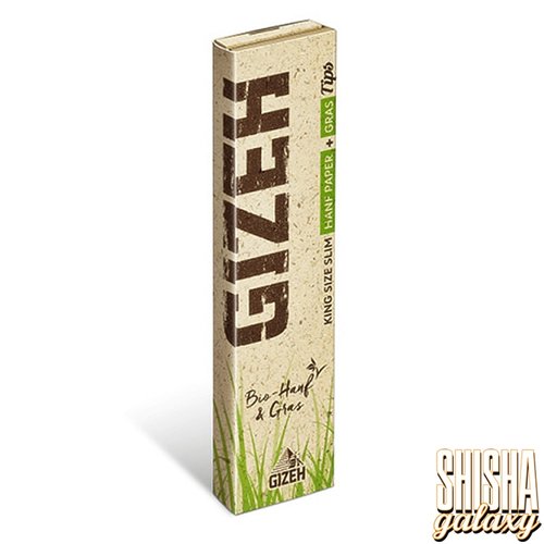 Gizeh Gizeh - BIO H&G - King Size Slim + Tips - Extra Fine - Zigarettenpapier / Paper (34 Blättchen + 34 Tips)