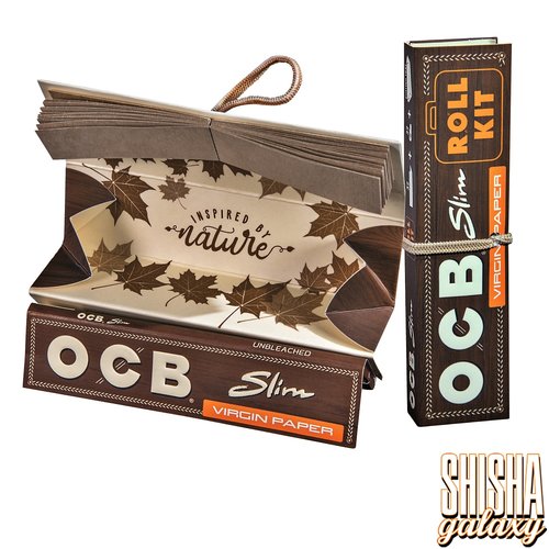 OCB OCB - Ungebleicht - Virgin - Slim - Roll Kit + Tips - Ultra dünn - Zigarettenpapier (32 Blättchen + 32 Tips + Roll Kit) inkl.  Gummizug