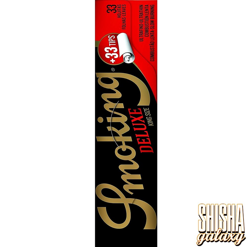 Smoking Smoking - Deluxe - King Size + Tips - Ultra dünn - Zigarettenpapier (33 Blättchen + 33 Tips)