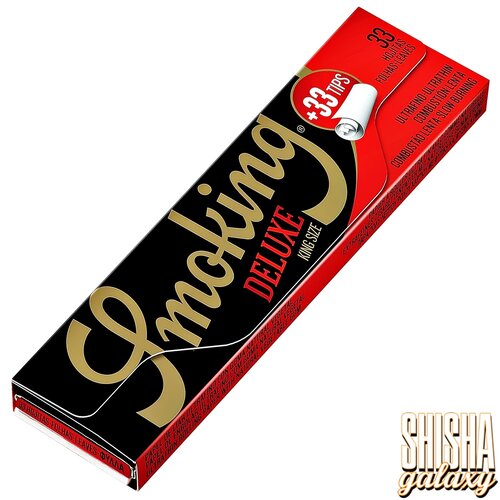 Smoking Smoking - Deluxe - King Size + Tips - Ultra dünn - Zigarettenpapier (33 Blättchen + 33 Tips)
