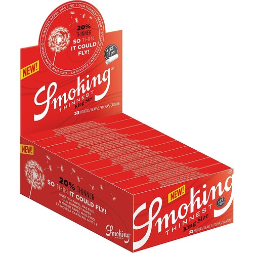 Smoking Smoking - Thinnest - King Size + Tips - Ultra dünn - Zigarettenpapier (33 Blättchen + 33 Tips)