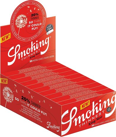 Smoking Smoking - Thinnest - King Size + Tips - Ultra dünn - Zigarettenpapier (33 Blättchen + 33 Tips) Smoking Smoking - Thinnest - King Size + Tips - Ultra dünn - Zigarettenpapier (33 Blättchen + 33 Tips)