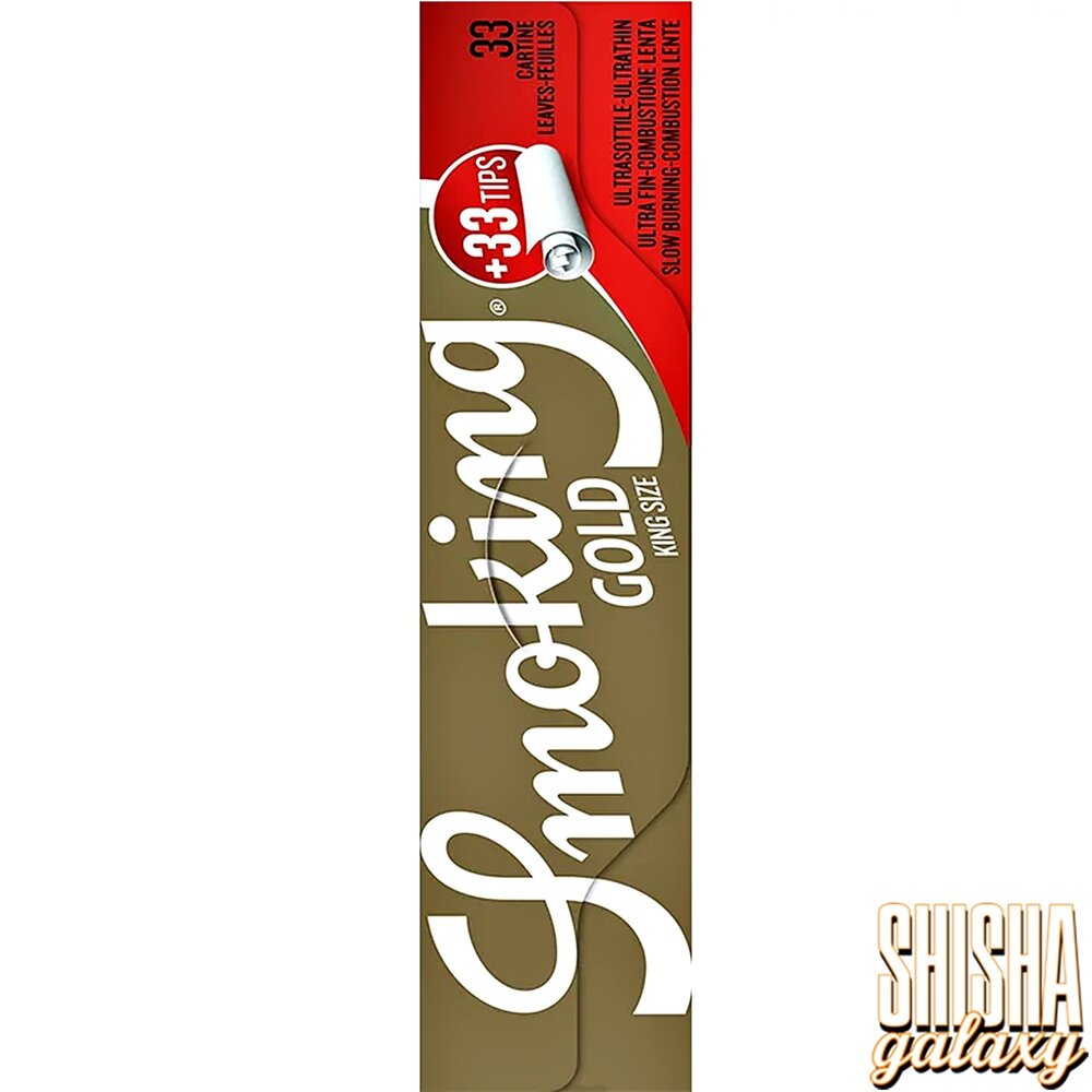 Smoking Smoking - Gold - King Size + Tips - Ultra dünn - Zigarettenpapier (33 Blättchen + 33 Tips) Smoking Smoking - Gold - King Size + Tips - Ultra dünn - Zigarettenpapier (33 Blättchen + 33 Tips)