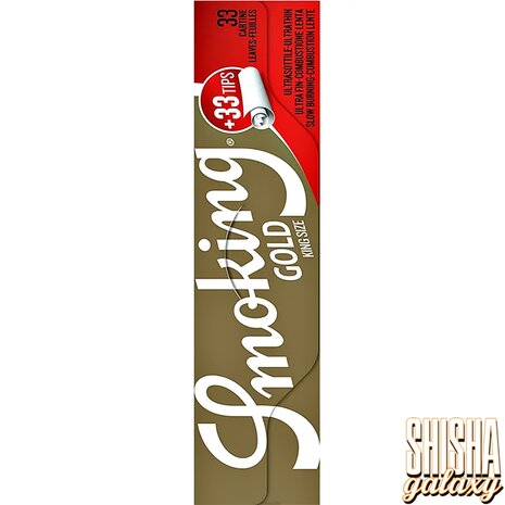 Smoking Smoking - Gold - King Size + Tips - Ultra dünn - Zigarettenpapier (33 Blättchen + 33 Tips) Smoking Smoking - Gold - King Size + Tips - Ultra dünn - Zigarettenpapier (33 Blättchen + 33 Tips)