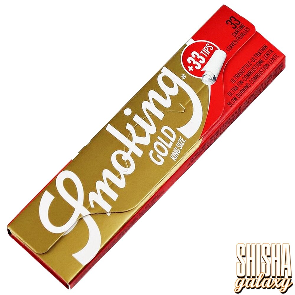 Smoking Smoking - Gold - King Size + Tips - Ultra dünn - Zigarettenpapier (33 Blättchen + 33 Tips) Smoking Smoking - Gold - King Size + Tips - Ultra dünn - Zigarettenpapier (33 Blättchen + 33 Tips)