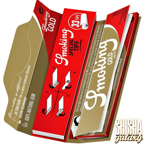 Smoking Smoking - Gold - King Size + Tips - Ultra dünn - Zigarettenpapier (33 Blättchen + 33 Tips) Smoking Smoking - Gold - King Size + Tips - Ultra dünn - Zigarettenpapier (33 Blättchen + 33 Tips)