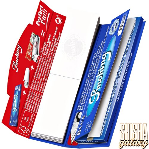 Smoking Smoking - Blue - King Size + Tips - Ultra dünn - Zigarettenpapier (33 Blättchen + 33 Tips)
