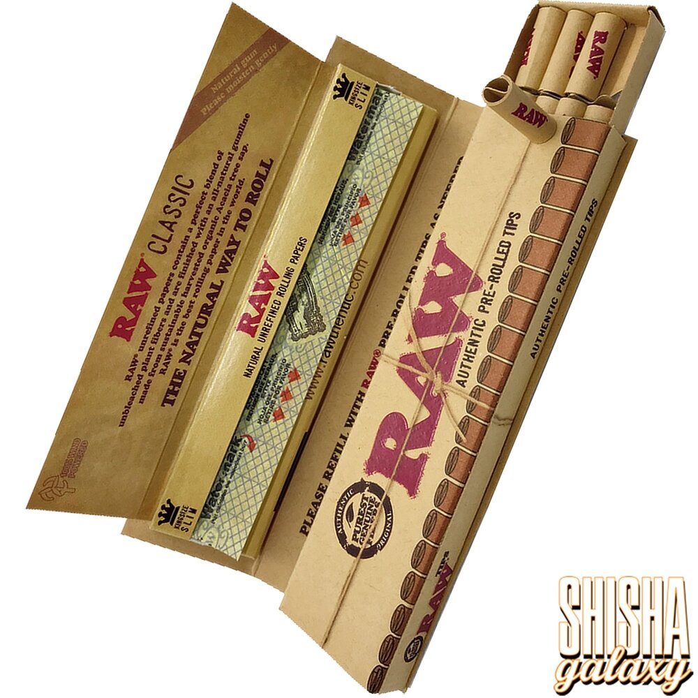 Raw RAW - Connoisseur - Classic - King Size Slim + Pre-Rolled Tips - Extra Fine - Zigarettenpapier (32 Blättchen + 24 Pre-Rolled Tips) Raw RAW - Connoisseur - Classic - King Size Slim + Pre-Rolled Tips - Extra Fine - Zigarettenpapier (32 Blättchen + 24 Pre-Rolled Tips)
